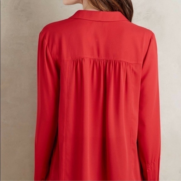 MAEVE red top collared blouse chevron inlay - Picture 2 of 7